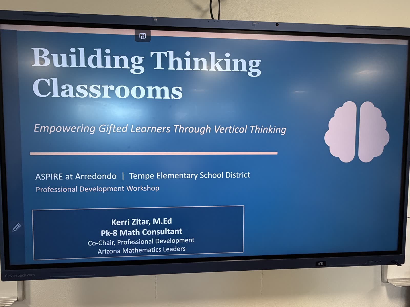 Building Thinking Classrooms — Empowering Gifted Learners Through Vertical Thinking title slide